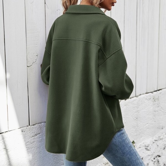 Cozy Cream Boyfriend fit oversized shacket jacket - Picture 4 of 11